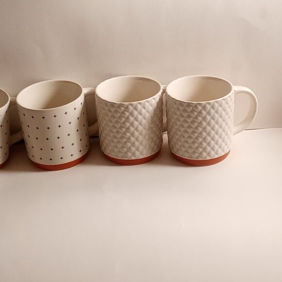 Clay Art White Dot And Textured Mug Set Of 4 - Picture 1 of 3